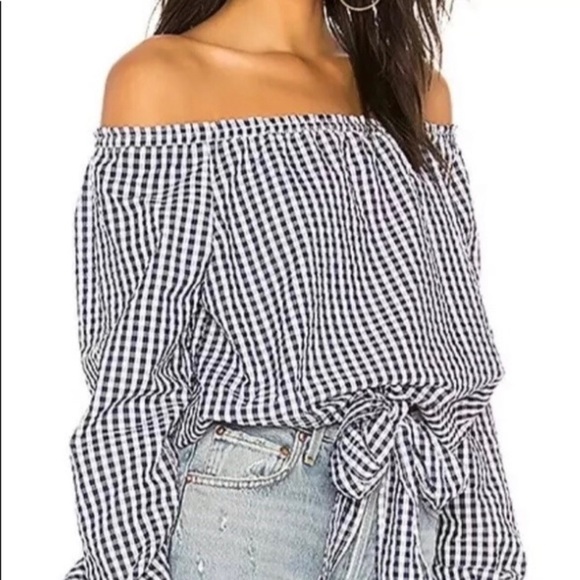 Off Shoulder Plaid Gingham Top by Sanctuary - Picture 3 of 8